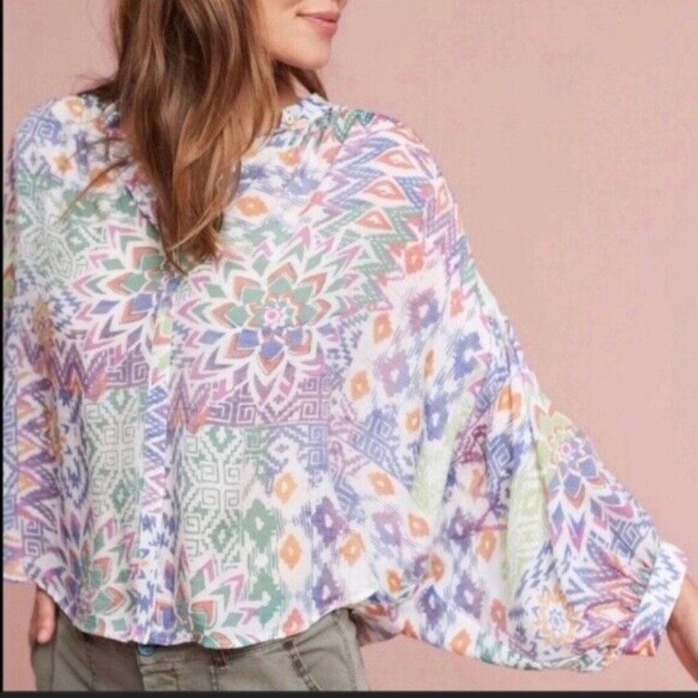 Anthropologie Maeve Anthropologie Brynna Puff Sleeve Floral Print blouse small